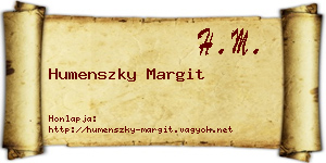 Humenszky Margit névjegykártya